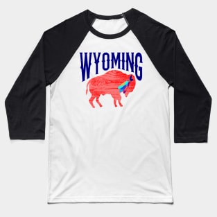 Wyoming Buffalo Eagle Feathers Baseball T-Shirt